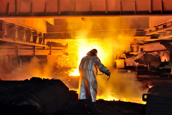Worker,With,Hot,Steel,In,Plant